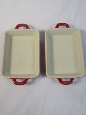 STAUB Mini Rectangular Red Baking/Casserole Dish 5.5” x 4” - Lot of 2
